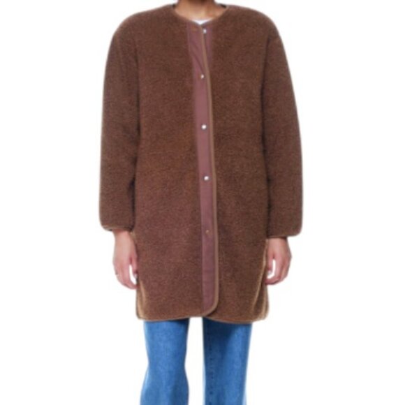 Roots brown longline teddy coat jacket size M - Picture 1 of 6